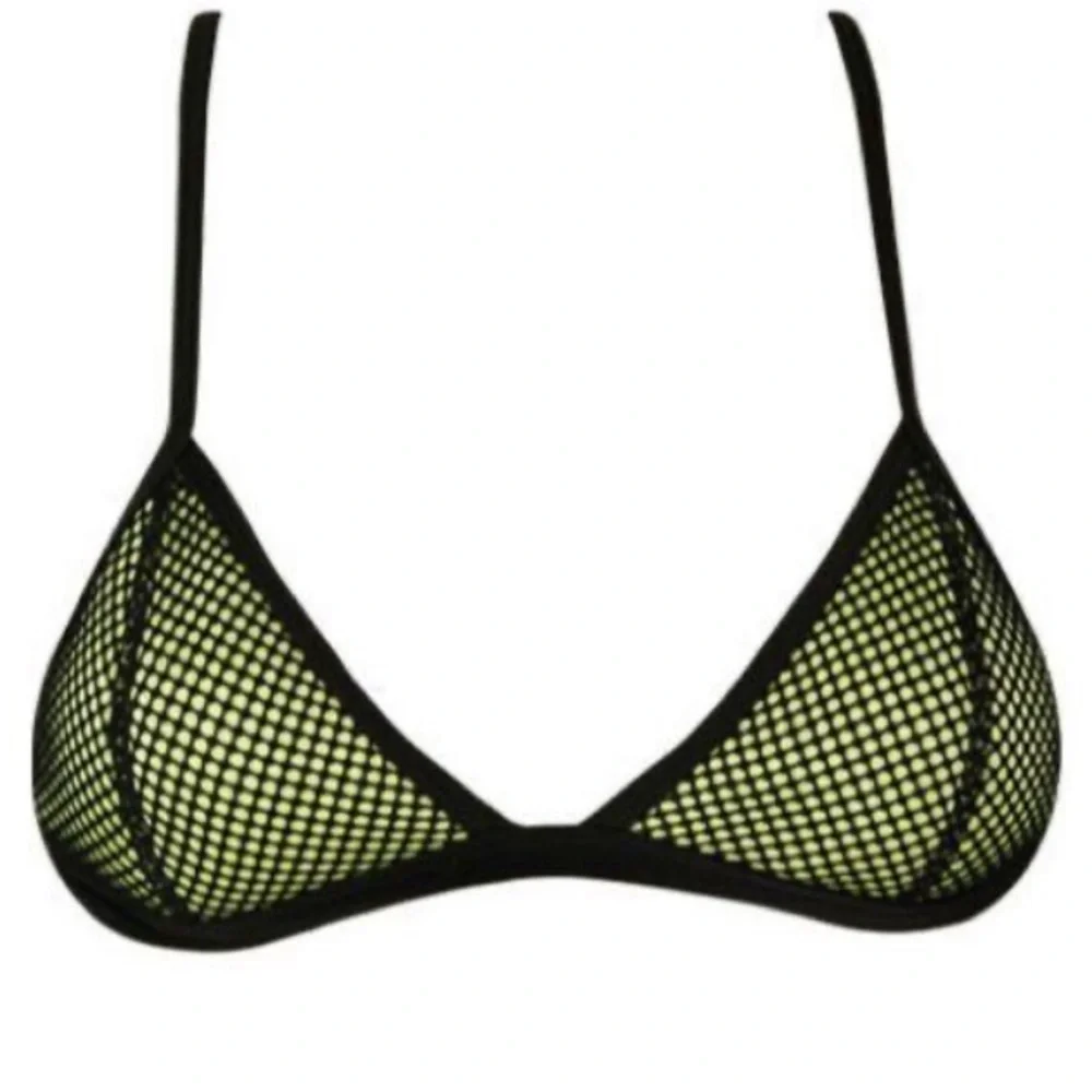 Triangl Ollie Coco Moon Bikini Top Neoprene Mesh Crochet Yellow Black Small